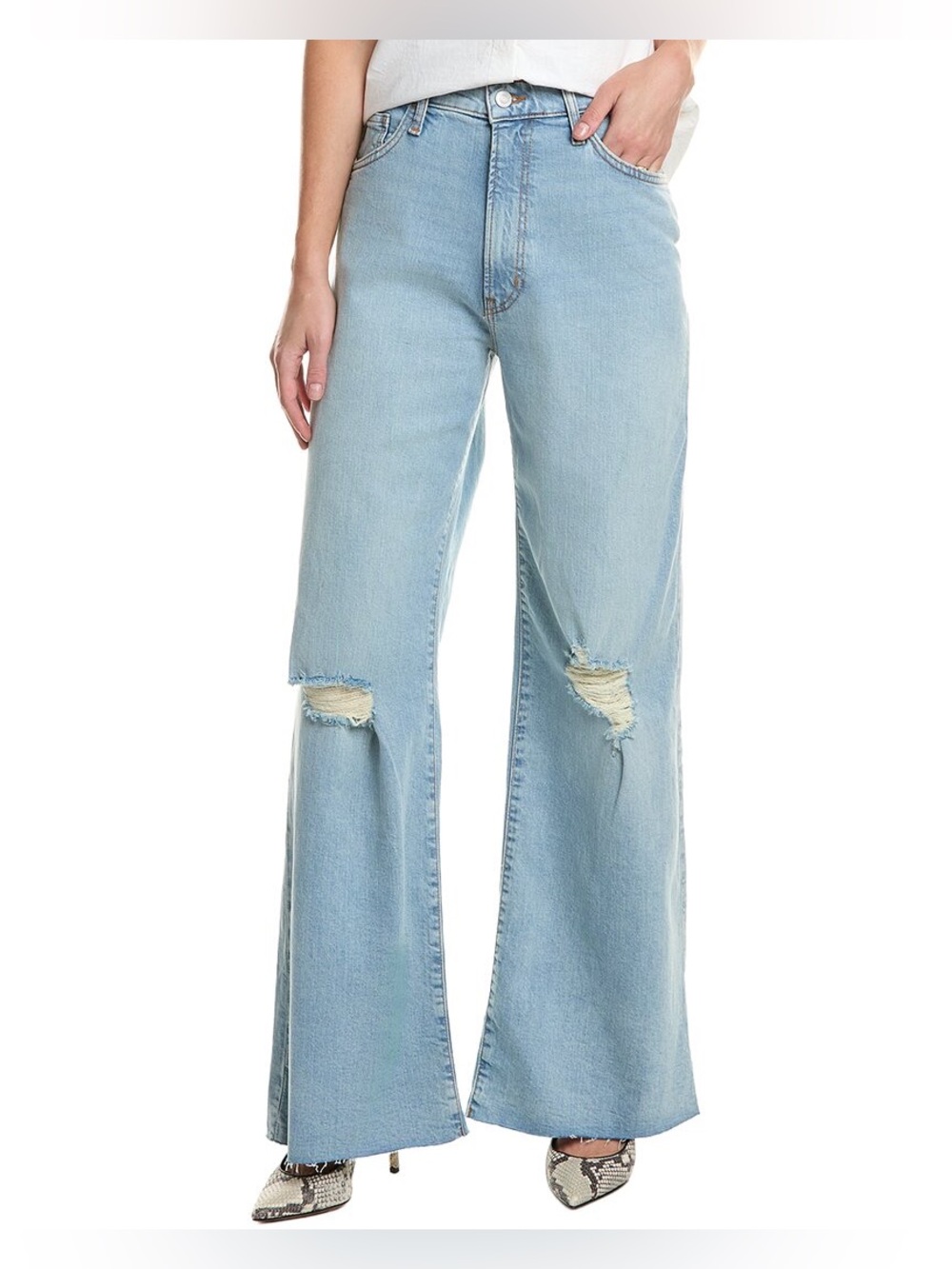 Hudson Jolene Wide Leg Distressed Jeans - Size 29 x 32